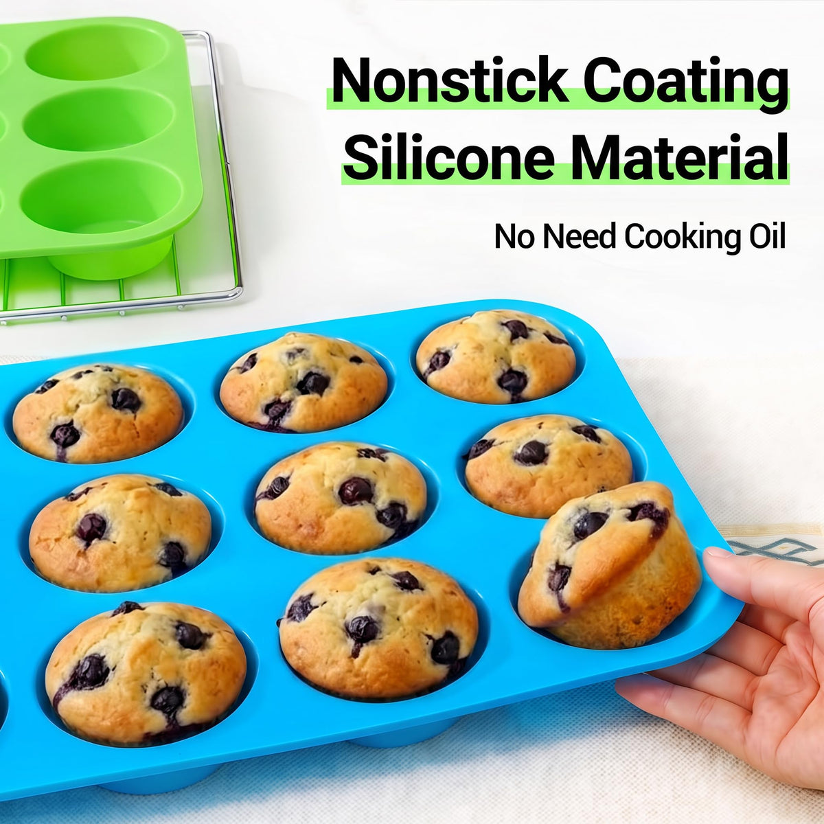 GOKCEN's Silicone Egg Bite Molds 12 Cups Silicone Muffin Pans for Baking