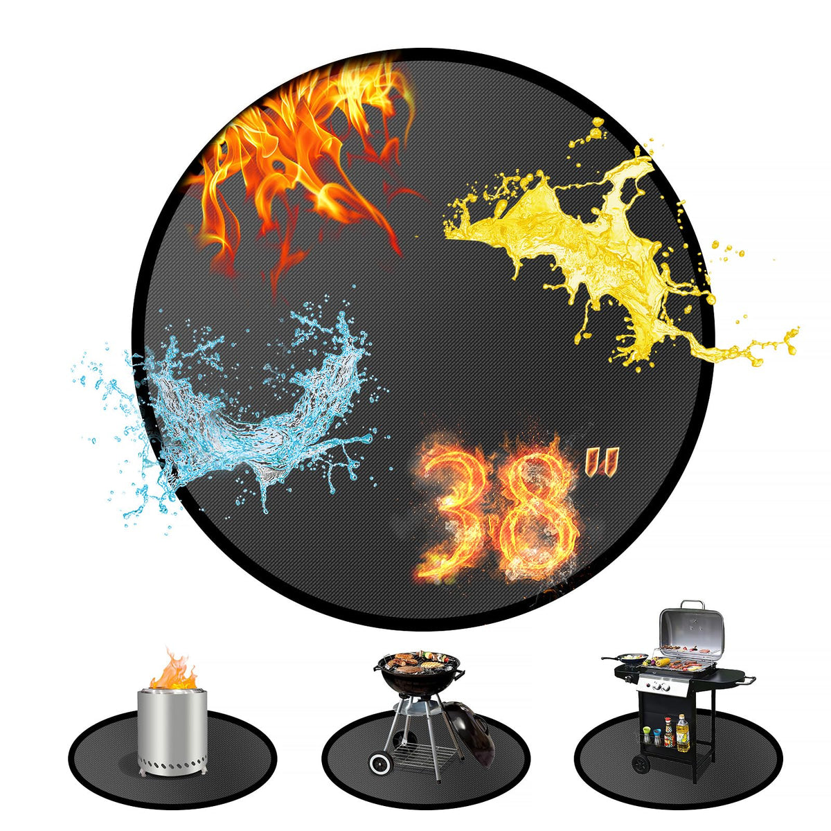 60 ×52 Inch Under Grill Mats for Outdoor Grill & Grill Mat for Under BBQ
