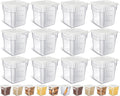 Yungyan 12 Pcs 4 Qt Commercial Food Storage Containers with Lids Restaurant Square Airtight Food Storage Containers Clear Cereal Containers for Kitchen Freezer Dishwasher Pantry(Blue Lid)