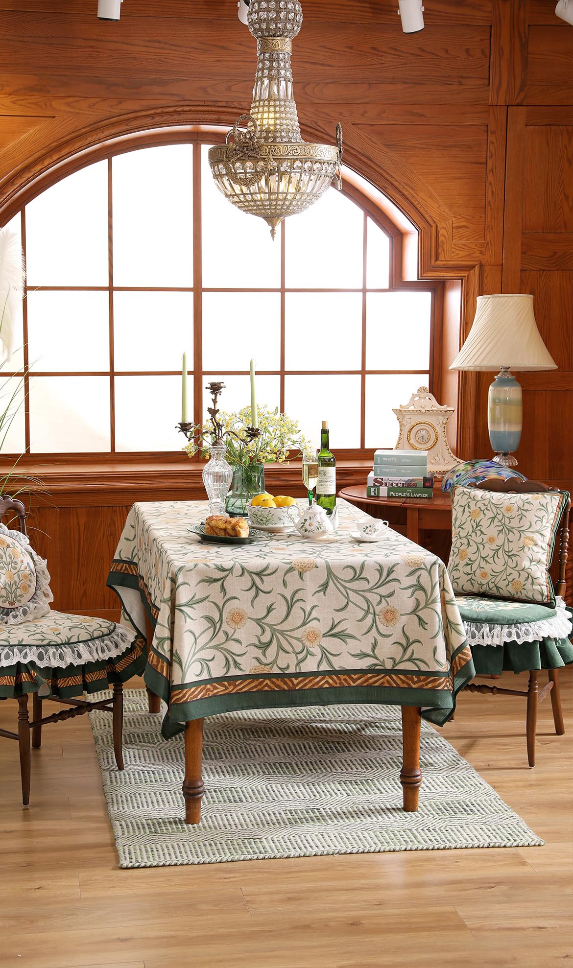 patdrea Vintage French Linen Tablecloth,Rectangular,118"x67"-Botticelli
