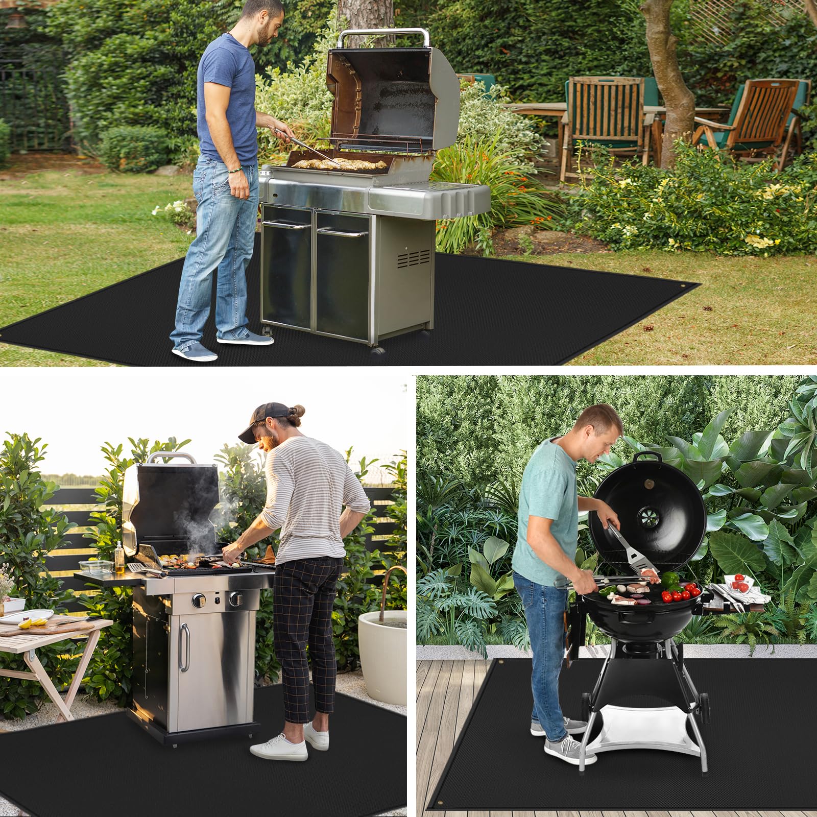 TOHONFOO Large Grill Mats for Outdoor Grill Deck Protector 90 x 48 x 0.04in