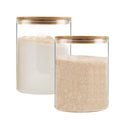 YUNCANG Glass Storage Jars,2 PACK -108oz/3200ml Clear Glass Food Storage Containers with Airtight Bamboo Lid Stackable Kitchen Canisters for Candy,Cookie,Rice,Sugar,Flour,Pasta,Nuts and Spice Jars