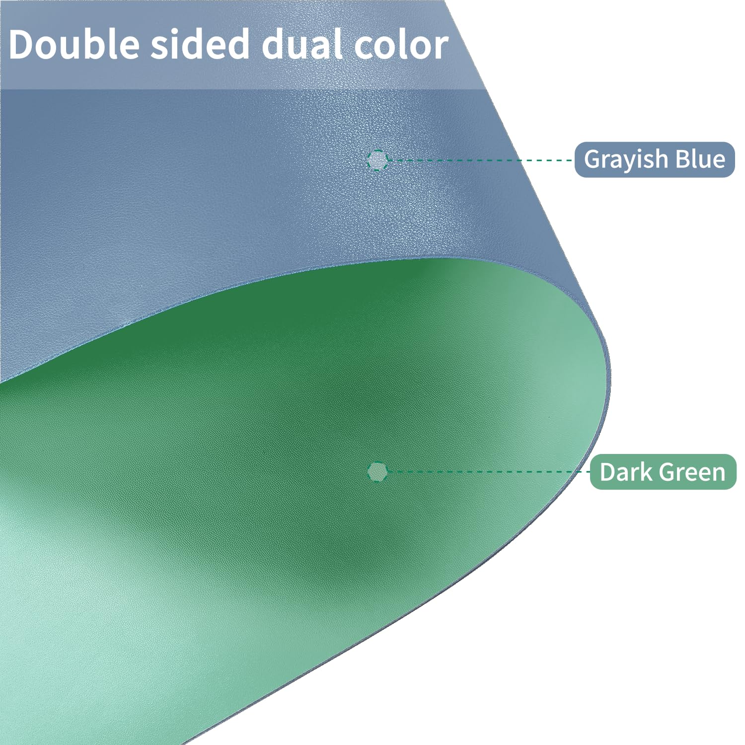 Zinkooat Faux Leather Table Cover,1.8mm Thick,30x48 Inch Desk Cover,Large Desk Mat,Table Protector,Table Cover Protector,Table Top Protectors for Wood,Desk Writing Mat(Grayish Blue+Dark Green,30x48)