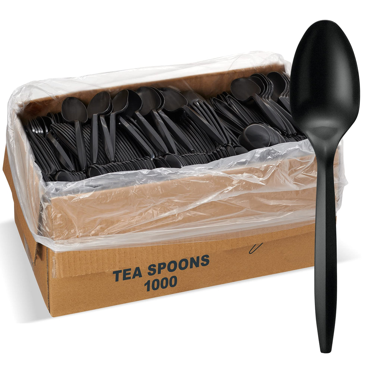 1,000 Plastic Disposable Cutlery Bulk Variety Pack Black Medium Weight