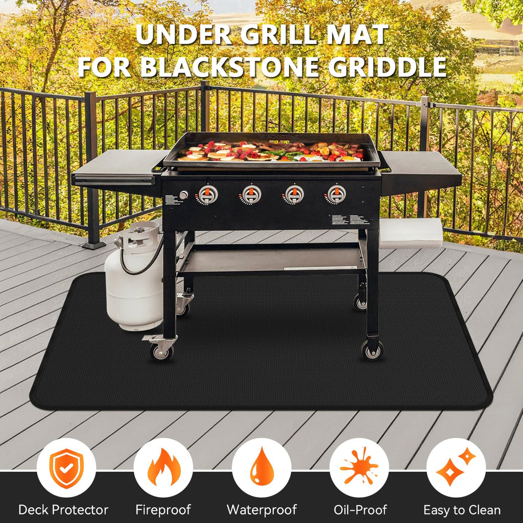 75 x 40 inch Under Grill Mats for Blackstone - Large Fireproof Grill Mat for Deck Protector, Double-Sided Waterproof Oil-Proof BBQ Floor Matt for Blackstone Griddle Accessories
