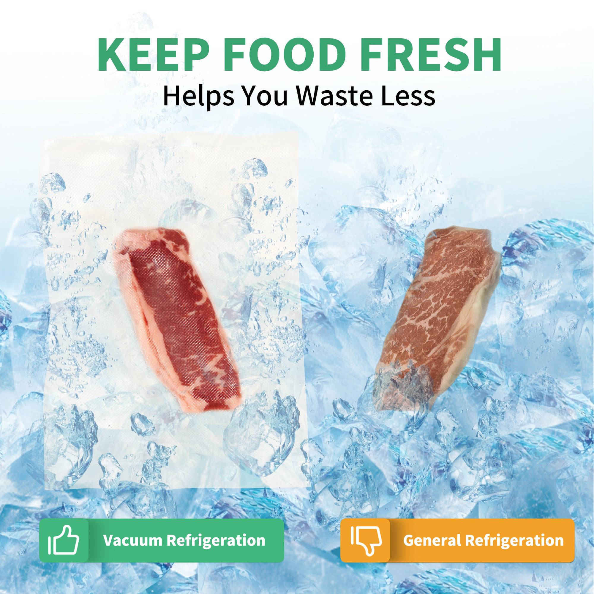 VanruVida Vacuum Sealer Bags,6” x 10” Pre-Cut Pint Size,50 Count for Food Saver,Commercial Grade Textured,BPA Free,Heavy Duty,Great for Vac Storage,Freezer, Meal Prep or Sous Vide