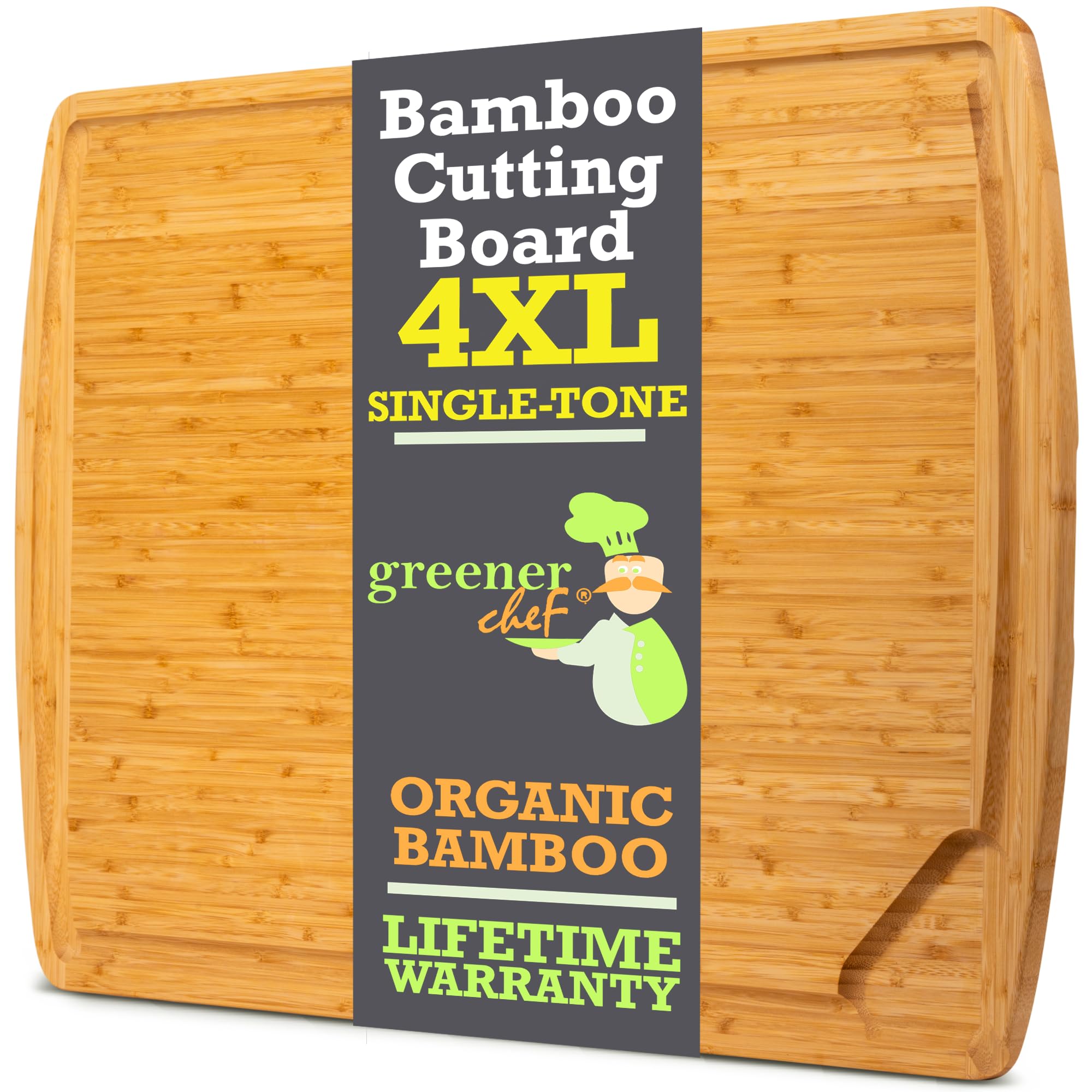 4XL Bamboo Butcher Block Cutting Board - Extra Large Cutting Boards for Kitchen 36 x 24 - Wood Countertop 24 x 36 Cutting Board - Single Tone
