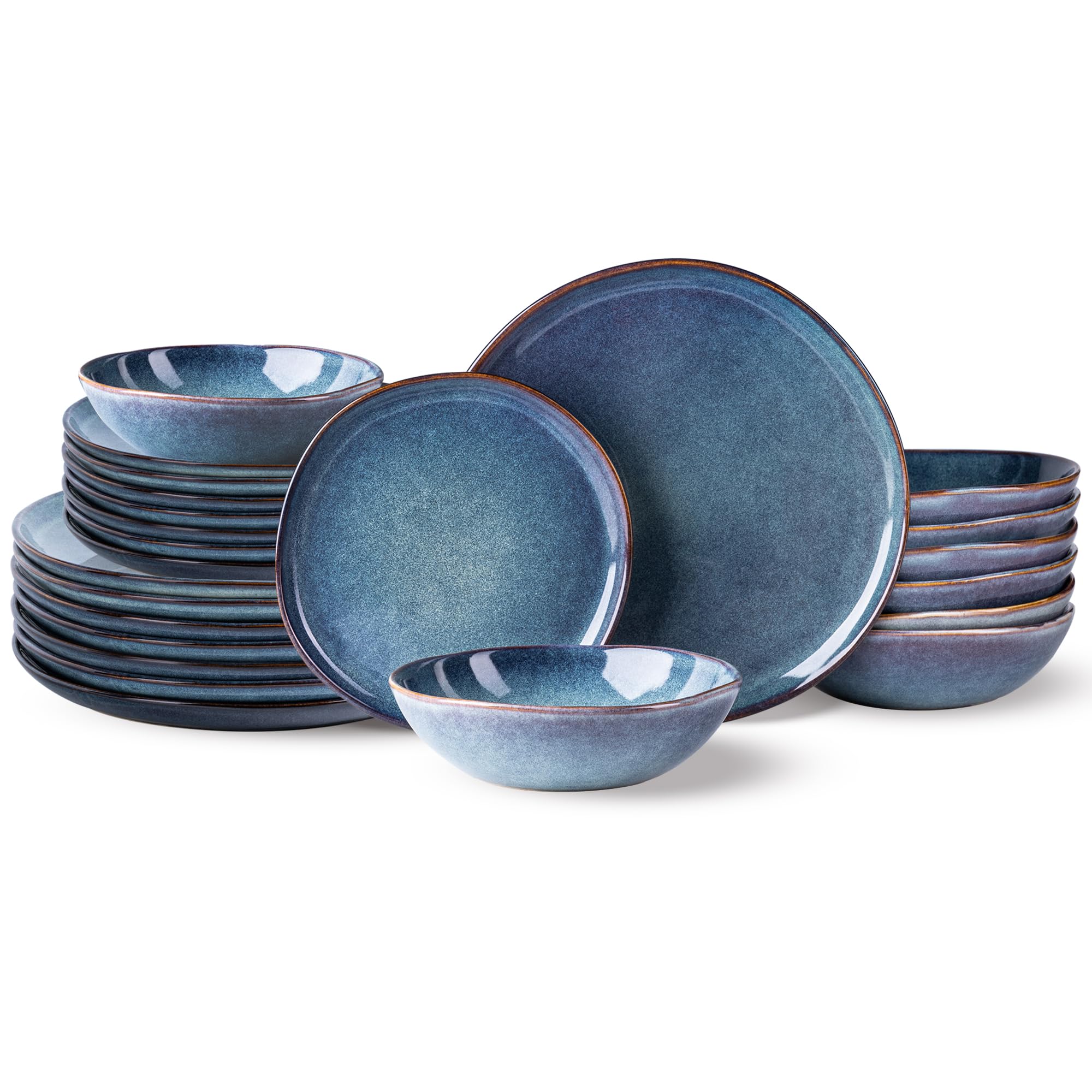 AmorArc Ceramic Dinnerware Sets for 8, 24Pcs Plates and Bowls Sets Dishes