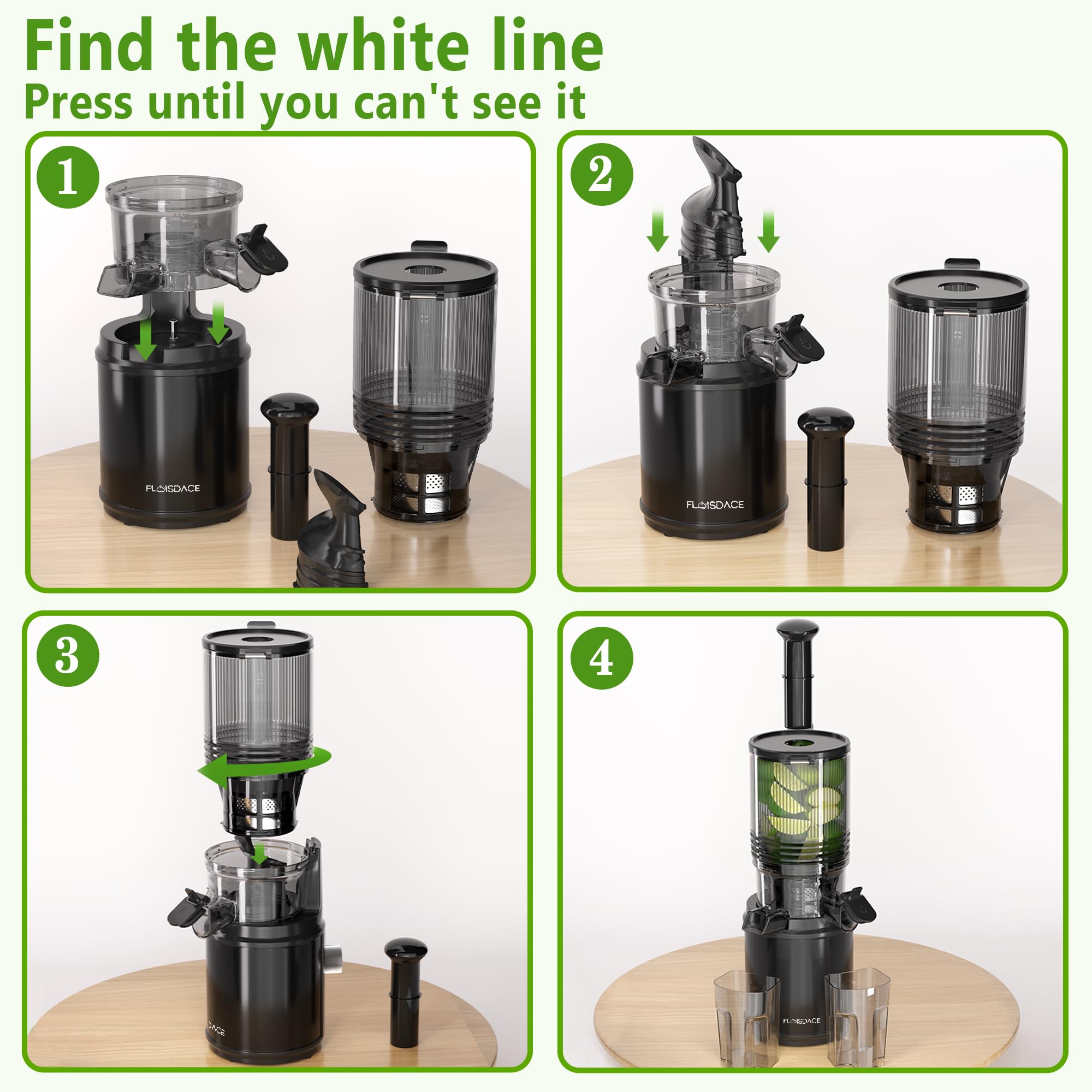 Cold Press Juicer – 6.5" Extra Large Feed Chute Fit Hands-Free Electric Masticating Juicer Machine, 350W Slow Masticating Juicer Machine for Whole Fruit and Vegetables – Easy Cleanup & Assembly.