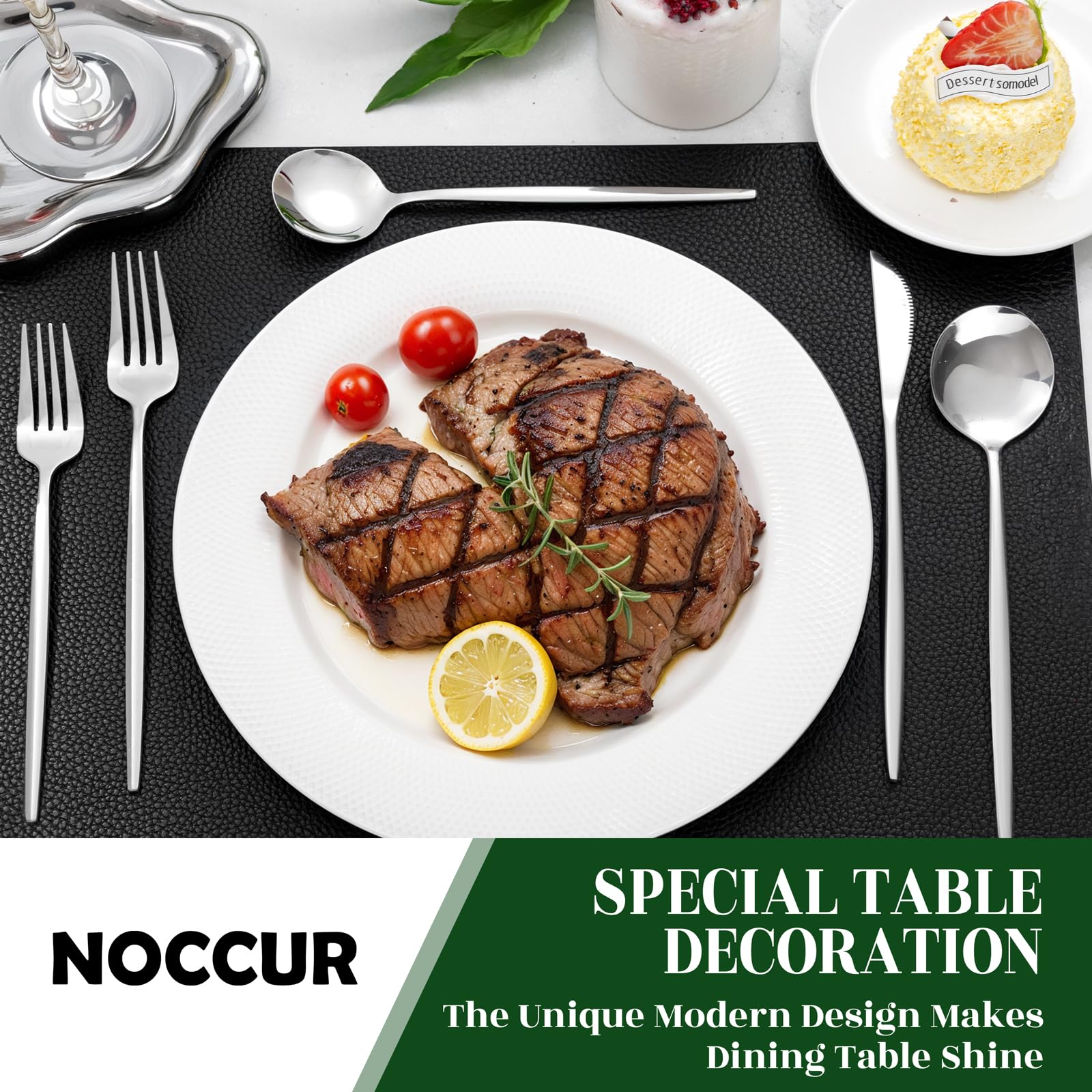 NOCCUR 40-Piece Stainless Steel Silverware Set for 8 - Utensils Set Include Knives Spoons and Forks - Mirror Polished for Home&Party