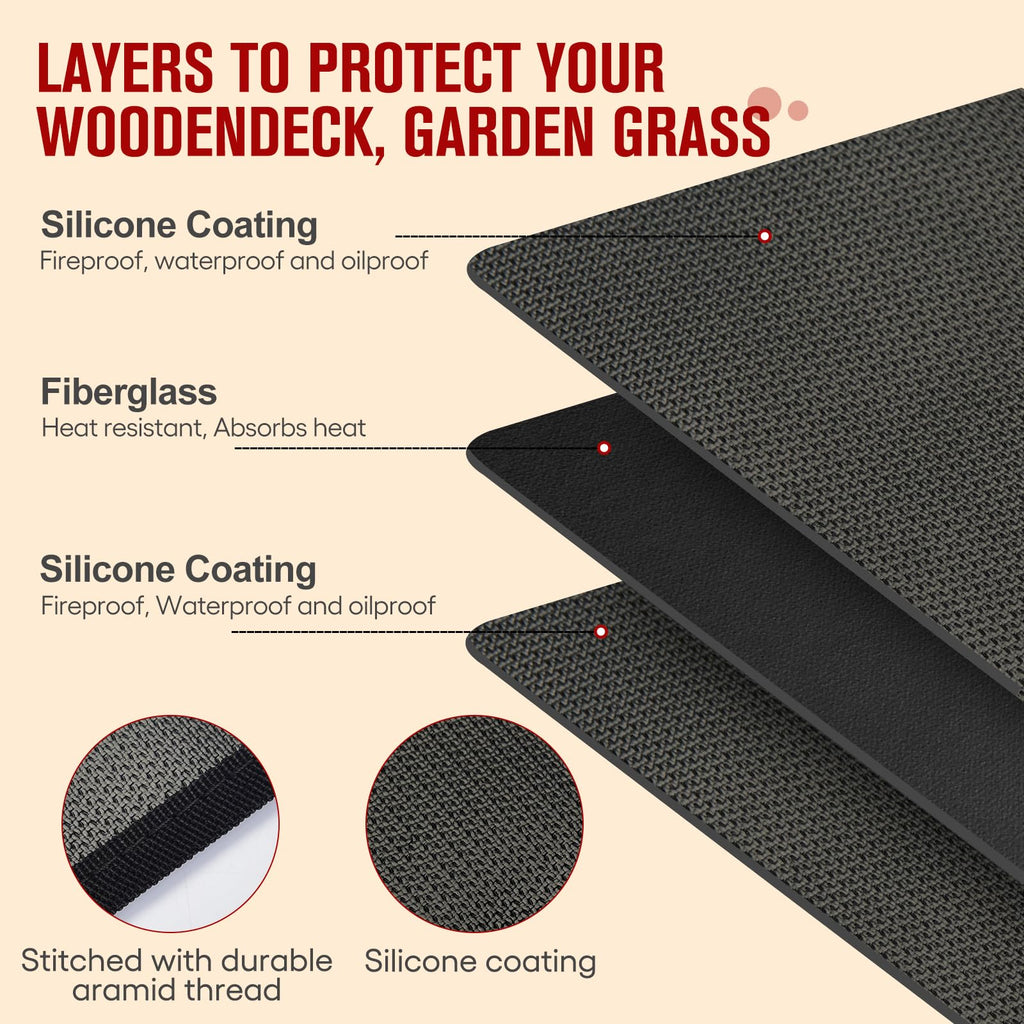 Himake 60×42 Inch Under Grill Mats for Outdoor Grill, Hearth Rugs for Fireplaces Fire Resistant, Gas and BBQ Grill Oil-Proof Water-Proof Protector for Decks, Patios and Indoor Grill