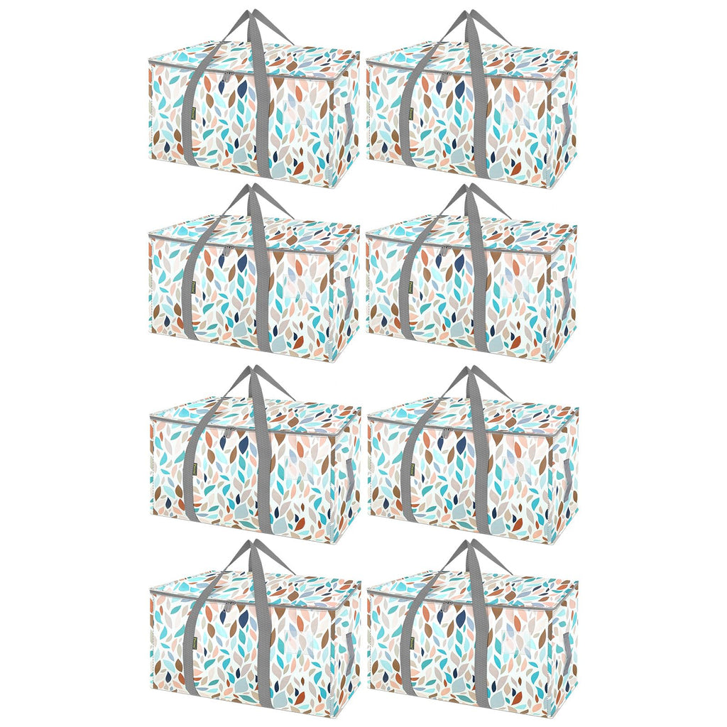 BALEINE 8-Pack Oversized Moving Bags with Reinforced Handles, Heavy-Duty Storage Tote for Clothes, Moving Supplies (Mosaic, 8-Pack)