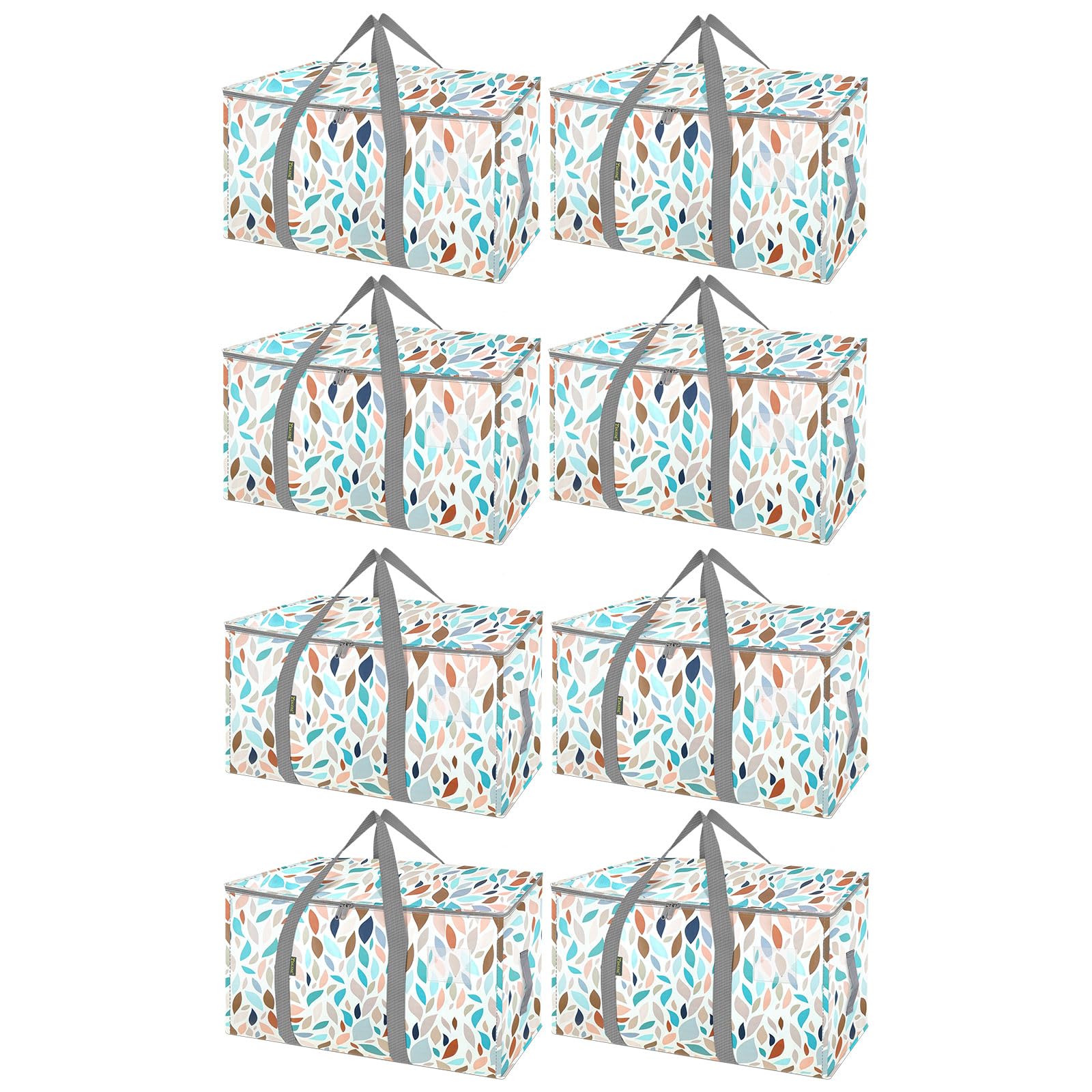 BALEINE 8-Pack Oversized Moving Bags with Reinforced Handles, Heavy-Duty Storage Tote for Clothes, Moving Supplies (Mosaic, 8-Pack)