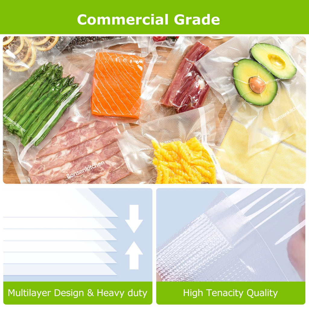 Bonsenkitchen Vacuum Sealer Bags Rolls for food, 11in x 50ft & 8in x 50ft