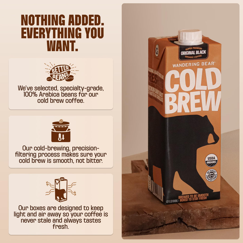 Wandering Bear Decaf Cold Brew Coffee - 32 fl oz, 3 Pack
