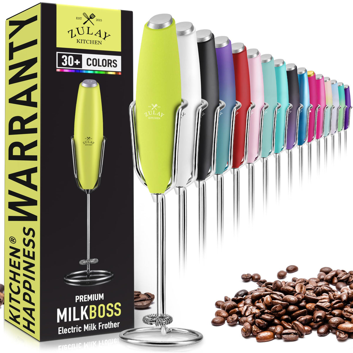 Zulay Powerful Milk Frother for Coffee with Upgraded Titanium Motor - Handheld Electric Whisk, Milk Foamer, Mini Mixer & Coffee Blender for Frappe, Latte, Matcha, No Stand - Pristine Teal