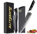 SliceElite Elite Series 8 Inch Chef Knife VG10 Damascus Steel Forged G10 Handle Sharp Kitchen Vegetable Meat Chopper Cutting Cooking Carving Precision Cleaver BBQ Fruit Professional Gift Blade Tool