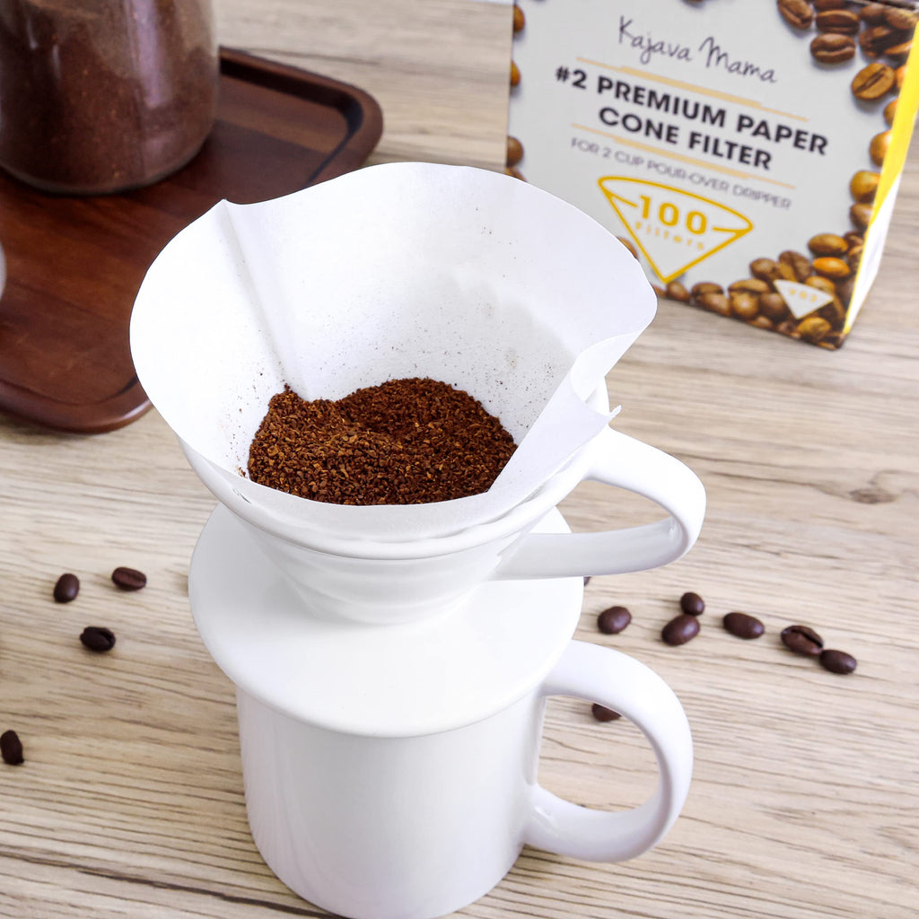 Kajava Mama Ceramic Pour Over Coffee Dripper V02 Manual Brewer White, 2 Cup