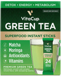 VitaCup Green Tea Instant Packets with Matcha, 24ct