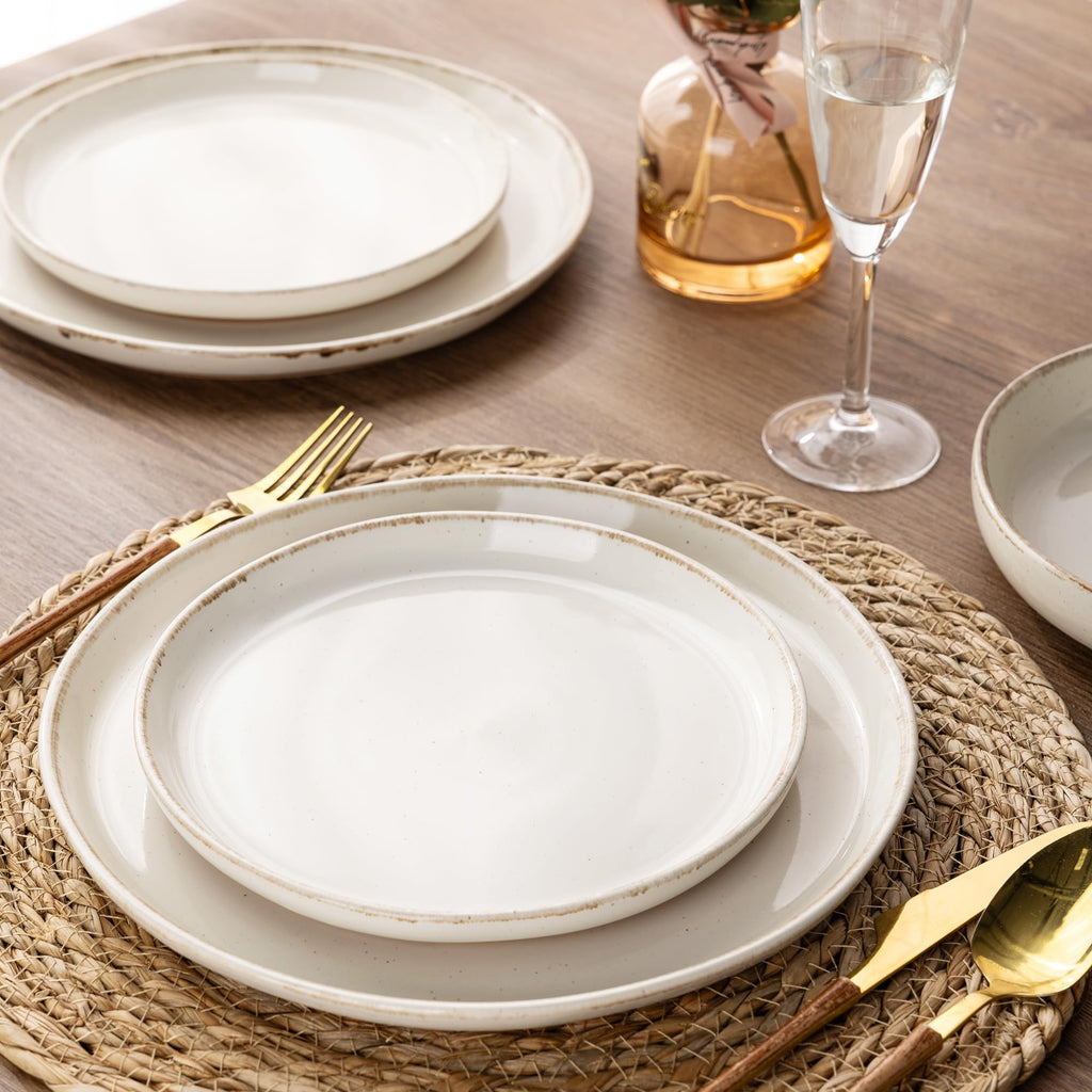 AmorArc Dinnerware Sets for 6, 24 Pieces Ceramic Plates and Bowls Set