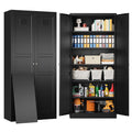 SISESOL Black Storage Cabinet,71" Tall Pantry Cabinet,Kitchen Pantry Storage Cabinets with 2 Doors and 5 Shelves,Wide Deep Metal Food Cupboard for Home,Kitchen,Dining/Living Room