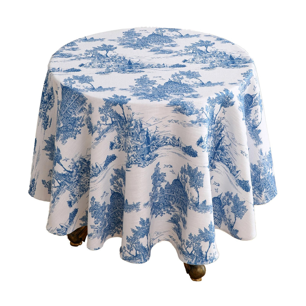 patdrea Vintage French Linen Tablecloth — 94" x 63" (Rectangular) — 79" x 55" (Rectangular) — 67" (Round)