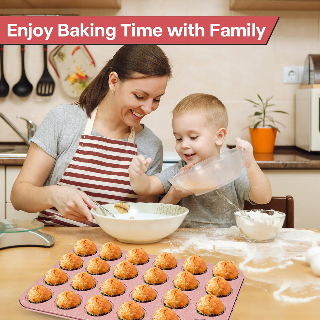 Spmarkt 2-Pack Healthy Baking Cupcake Pan| Non Stick 12-Cup Muffin Pan | Durable & Easy Clean Muffin Tin | Perfect for Cupcakes, Muffins (Beige)