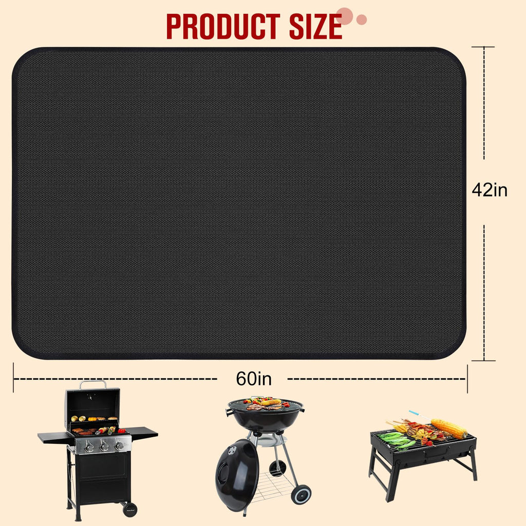 Himake 60×42 Inch Under Grill Mats for Outdoor Grill, Hearth Rugs for Fireplaces Fire Resistant, Gas and BBQ Grill Oil-Proof Water-Proof Protector for Decks, Patios and Indoor Grill
