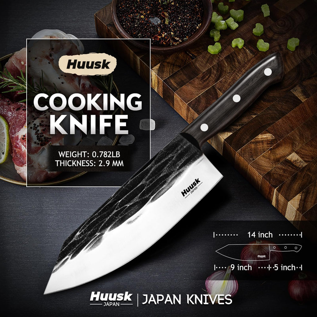 Huusk Japanese Cooking Knife, Butcher Knives for Meat Cutting