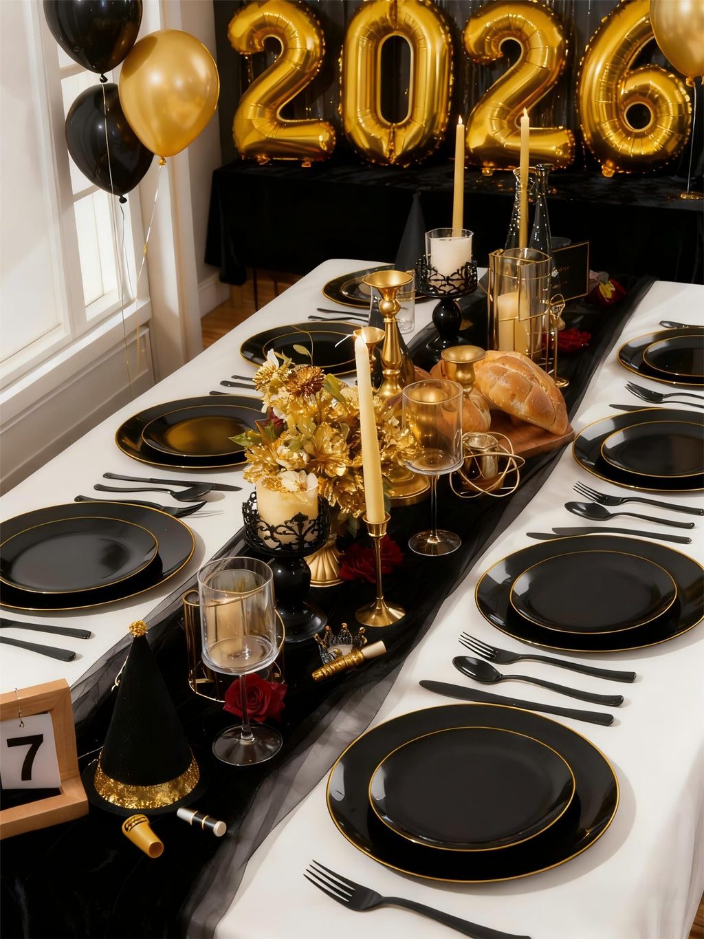 WDF 180 Pieces Black Plastic Silverware - Plastic Silverware Set Include 60 Forks, 60 Knives, 60 Spoons - Heavy Duty Black Disposable Cutlery - Disposable Utensils for New Year, Wedding