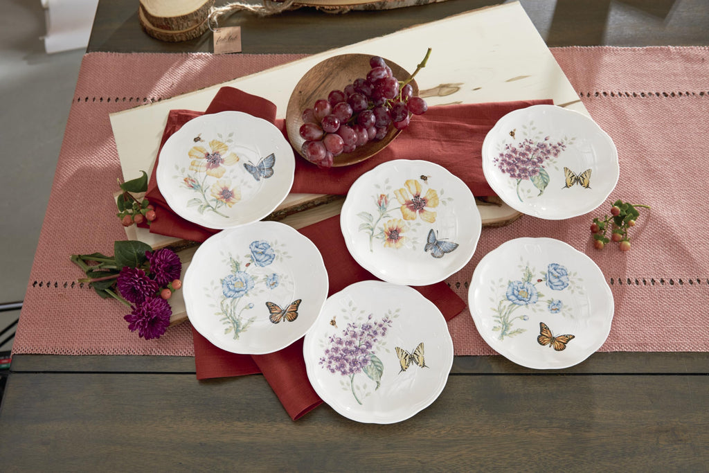 Lenox Butterfly Meadow 6-Piece Tidbit Plates, Dessert Plate Set for 6