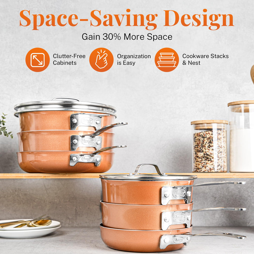 GOTHAM STEEL 10 Pc Copper Pots and Pans Set Non Stick