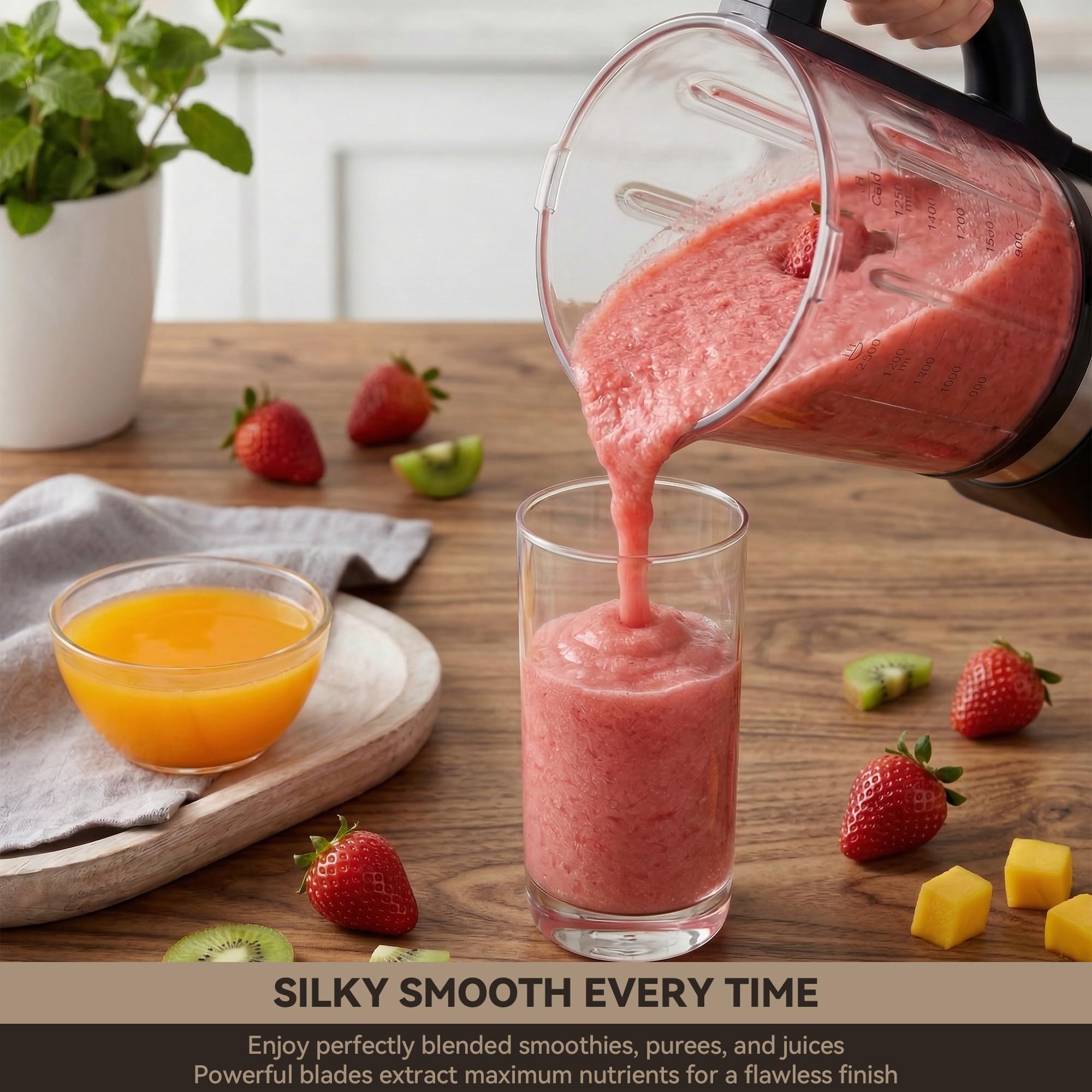Glass Blenders for Kitchen with Tamper, Blender for Smoothies, Professional Blenders 1500W Motor, 9 Adjustable Speeds, 14 Preset Programs, High-Speed Heating Blender for Nut Milk, Soups, Sauces & More