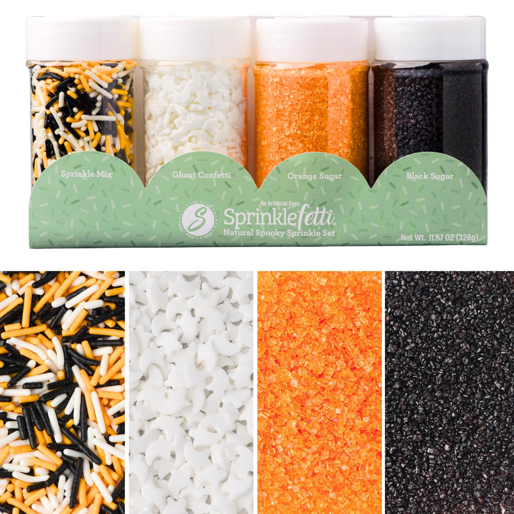 Sweets Indeed Sprinkles, 4 Pack, Edible Sprinkle Mix, Perfect for Cake Decorations, Baking, Ice Cream, Cookies, Cupcake Topper (Natural Halloween)