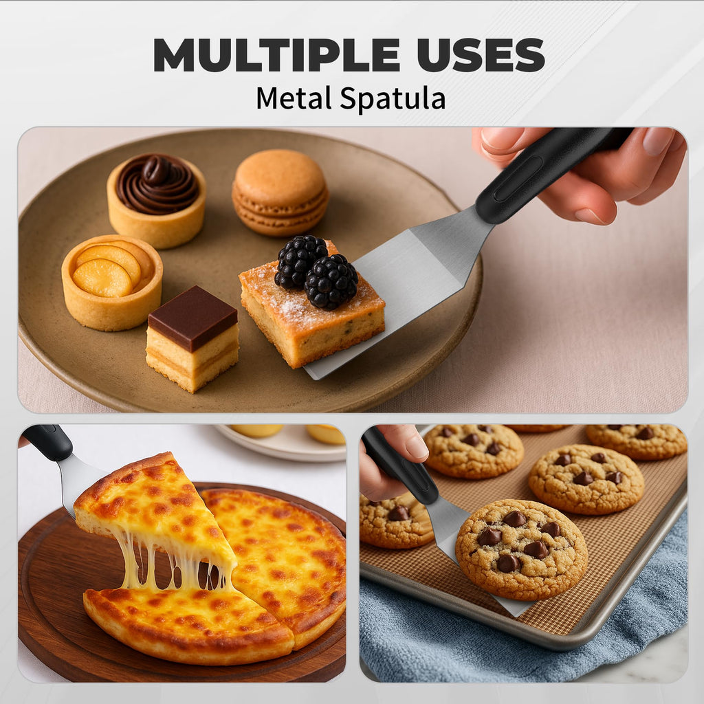 Stainless Steel Mini Spatula (2PC),Small Turners for Cake Brownies Pancakes