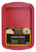 casaWare 17.5 x 12 x 1-Inch Cookie Sheet with 1.5-Inch Handles, Ultimate Series Commercial Weight, Ceramic Non-Stick Coating (Red Granite)