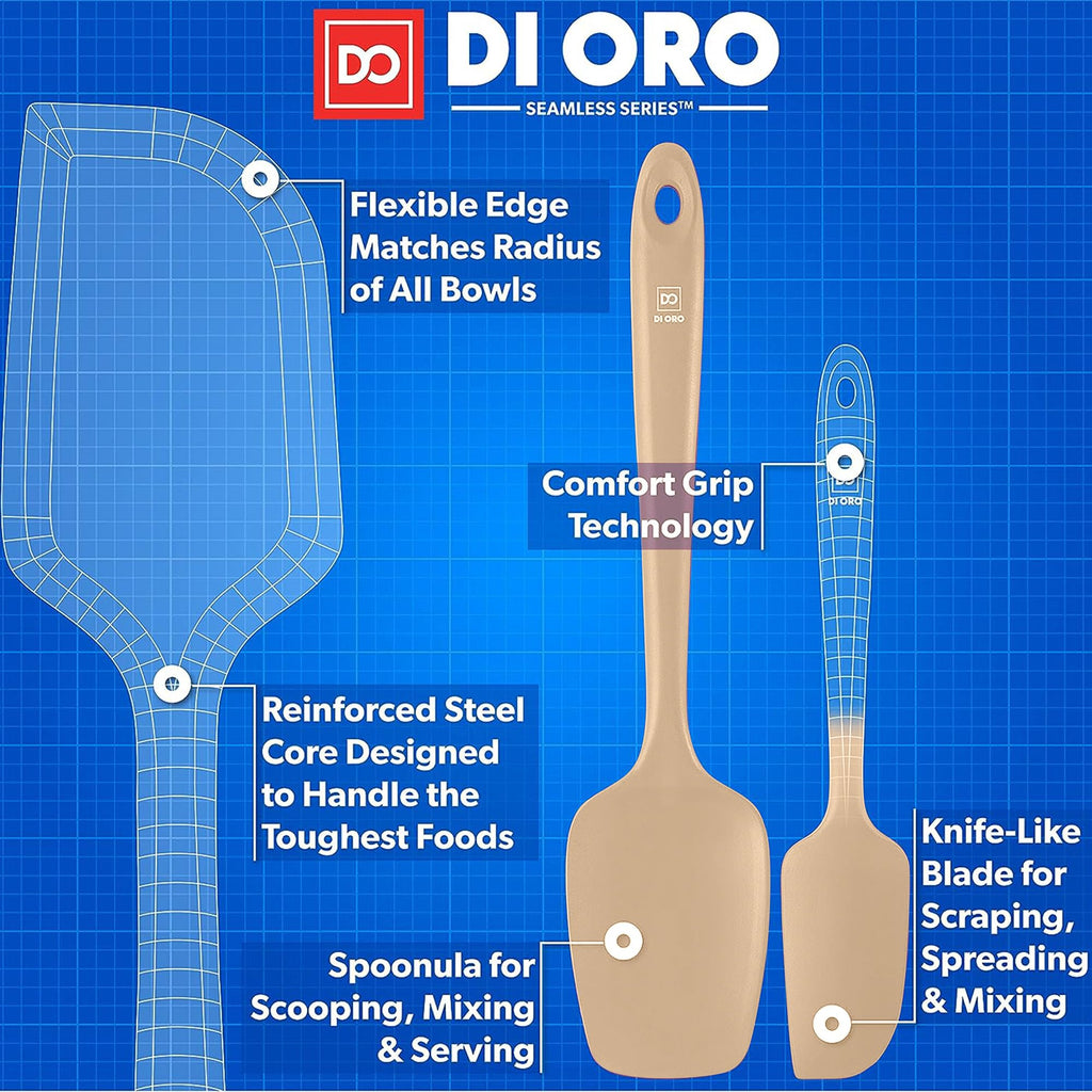 DI ORO Silicone Spatula Set - 600F Heat Resistant, 4-Pc Clay