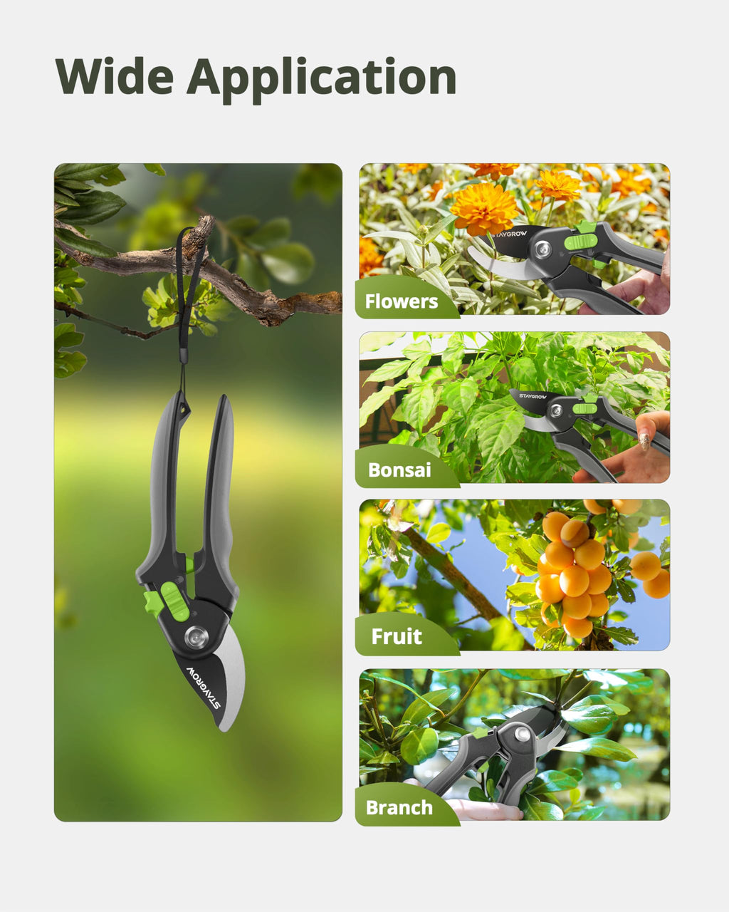 STAYGROW 8.5" Pruning Shears for Gardening SK5 Sharp Garden Shears