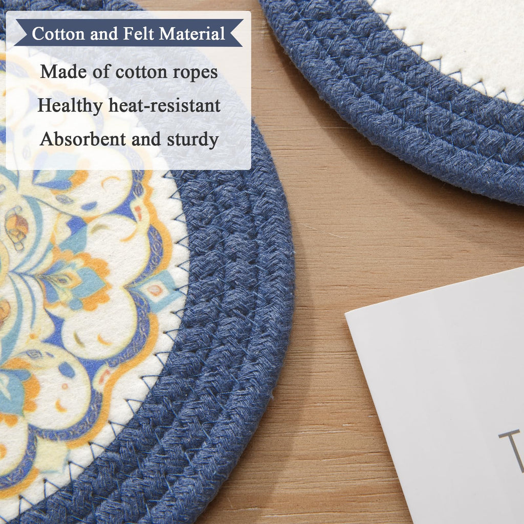 SHACOS 8 Inches Trivets for Hot Dishes, Floral Pattern Trivet Mats 4 Pieces