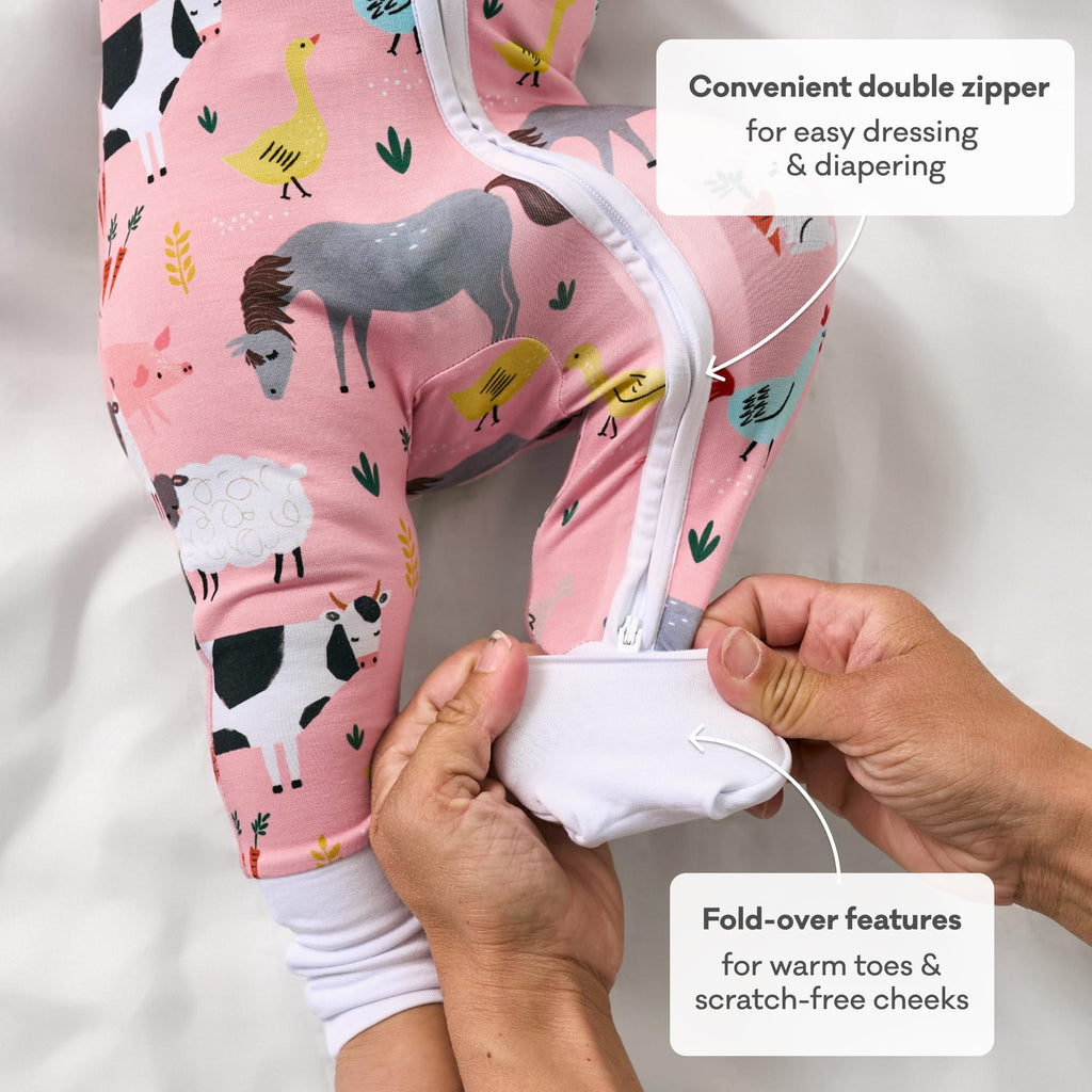 Little Sleepies Baby Pajamas, Pink Farm Animals, Preemie
