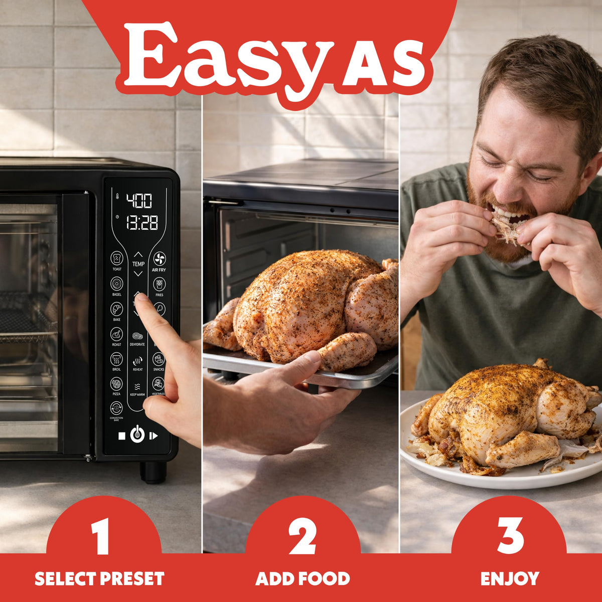 Gourmia Toaster Oven - 6-Slice Capacity, Digital Display, Black