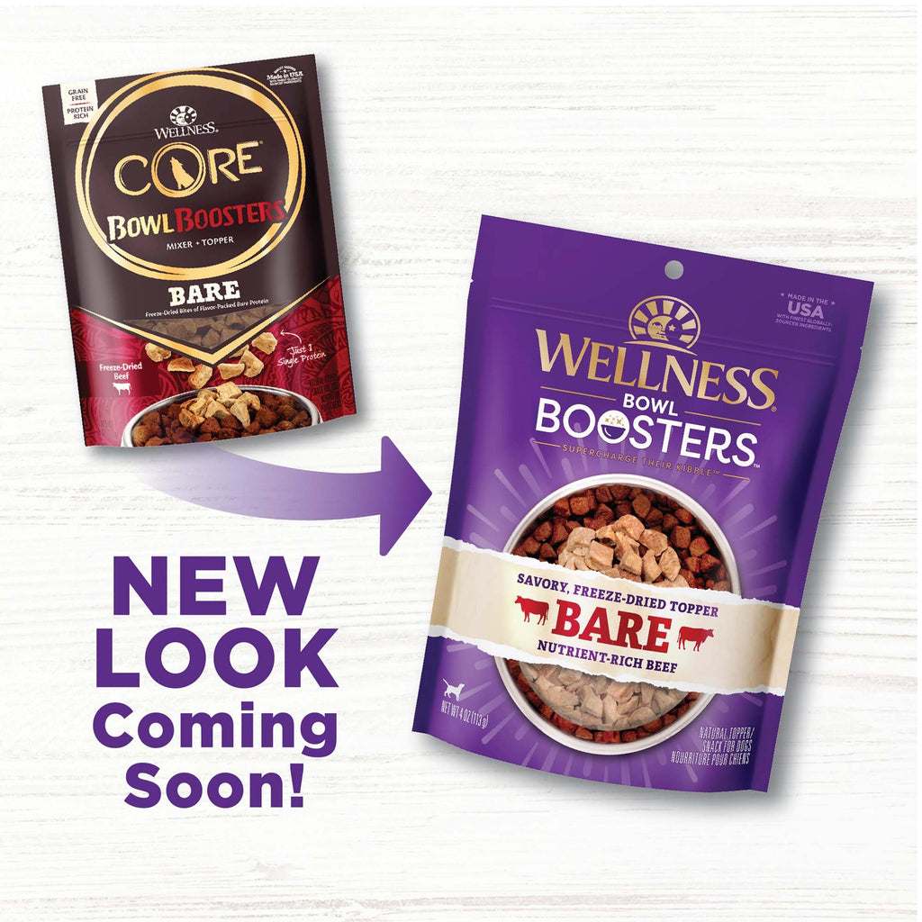 Wellness Bowl Boosters Bare Freeze Dried Dog Beef Food Topper for Small, Medium, and Large Breeds, Grain Free, Natural, 4 oz Bag