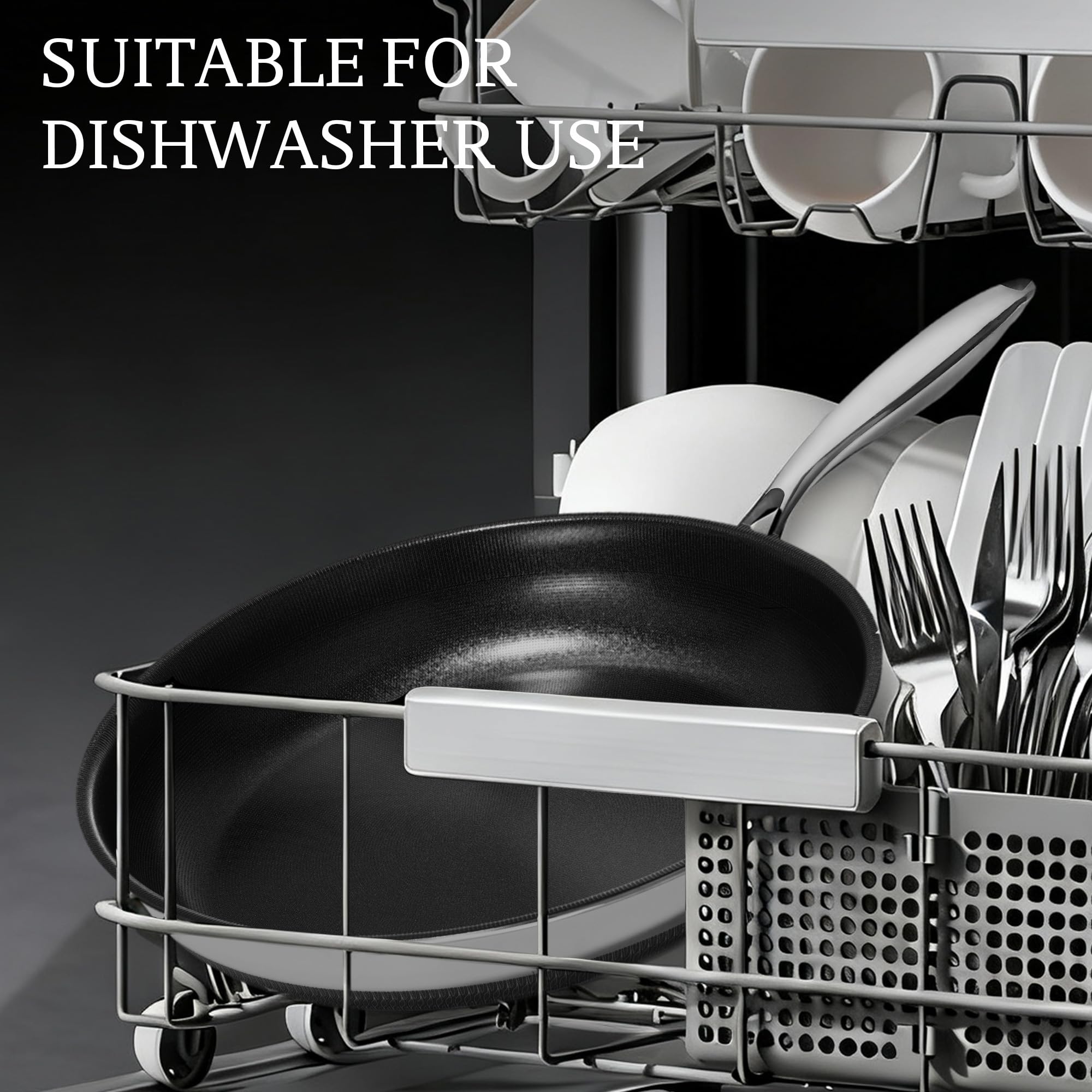 KITEXPERT Non Stick Frying Pans with Lid, 8" Titanium Ceramic Pan Nonstick Stainless Steel Skillet, PFAS PFOA & PTFE Free, Quick-Cool Handle, Dishwasher & Oven Safe, Compatible with All Cooktops