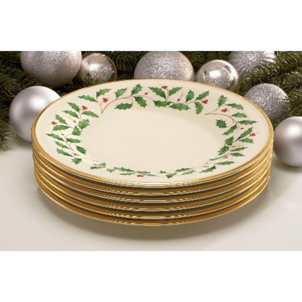 Lenox Holiday Porcelain Christmas Dinner Plate Set for 6