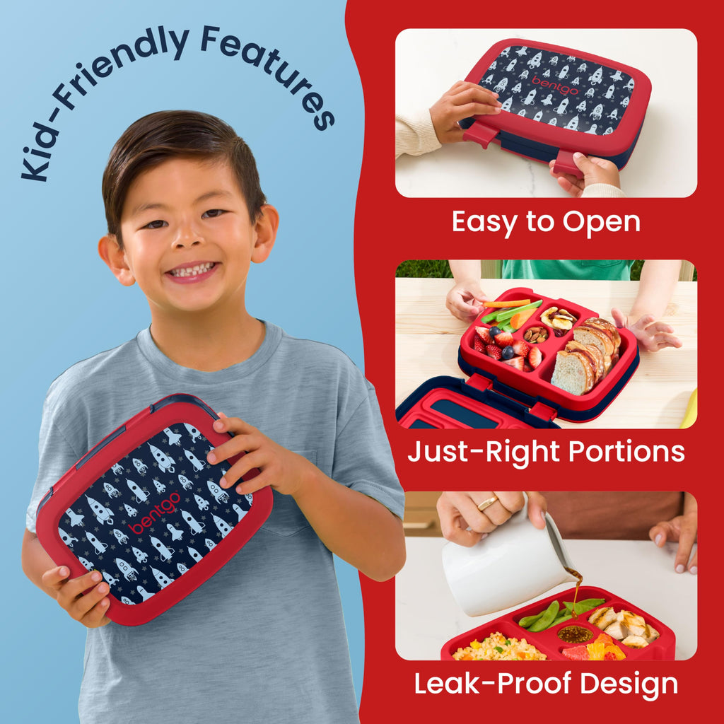 Bentgo Kids Prints Leak-Proof 5-Compartment Bento-Style Kids Lunch Box