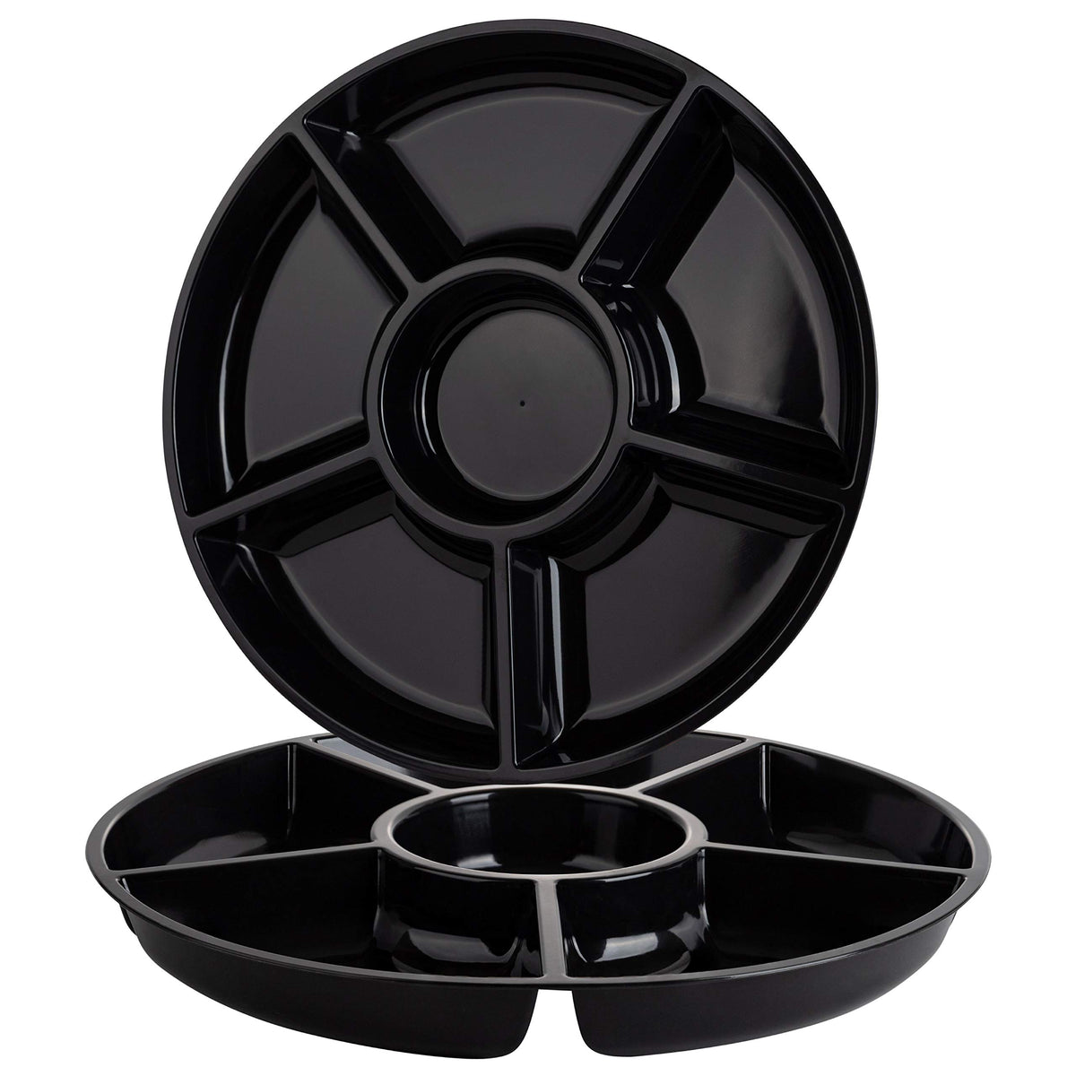 Plasticpro 6 Sectional Round Plastic Serving Tray/Platter (8, White)