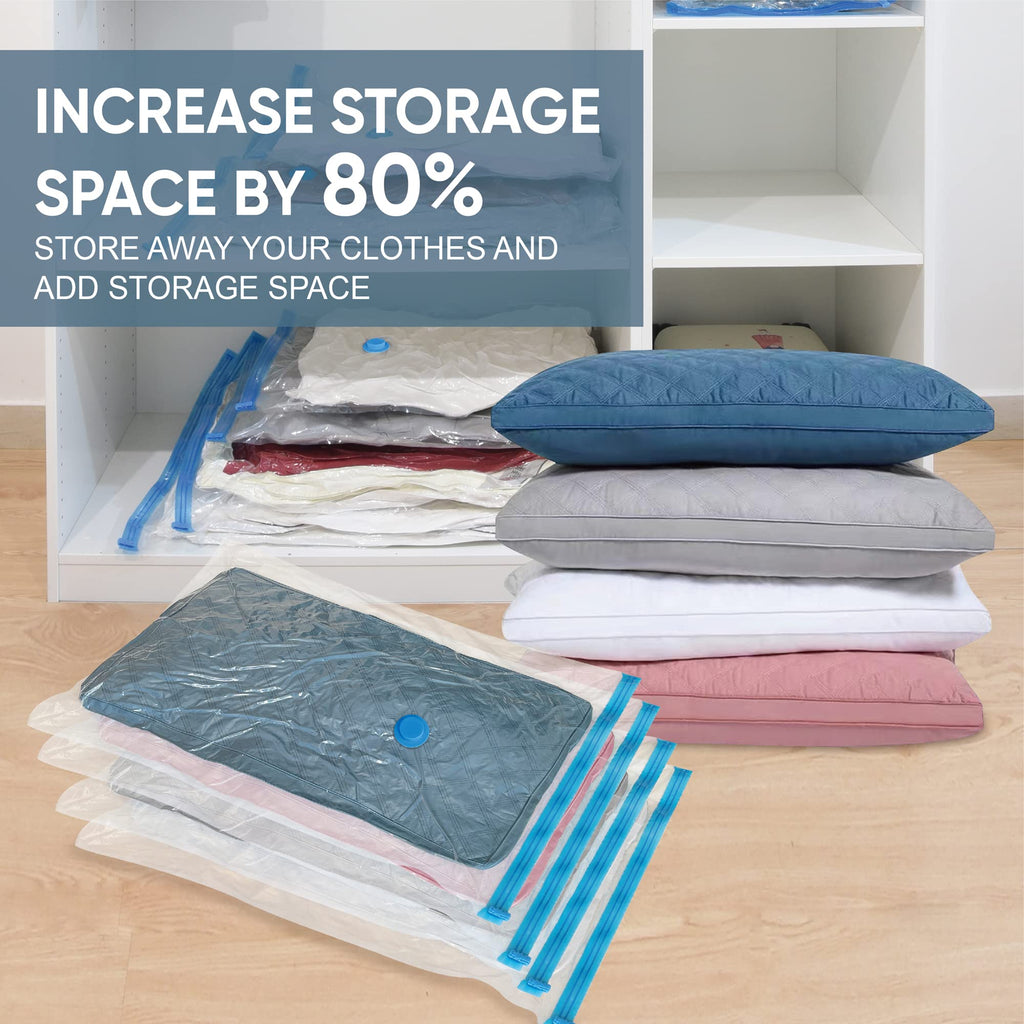 Roomimaster Vacuum Storage Bags, Vacuum Seal Space Saver Bags for Clothing, Travel Lugggage, Carry-on, Blankets, Comforters, Pillow, Bedding, 10 Combo