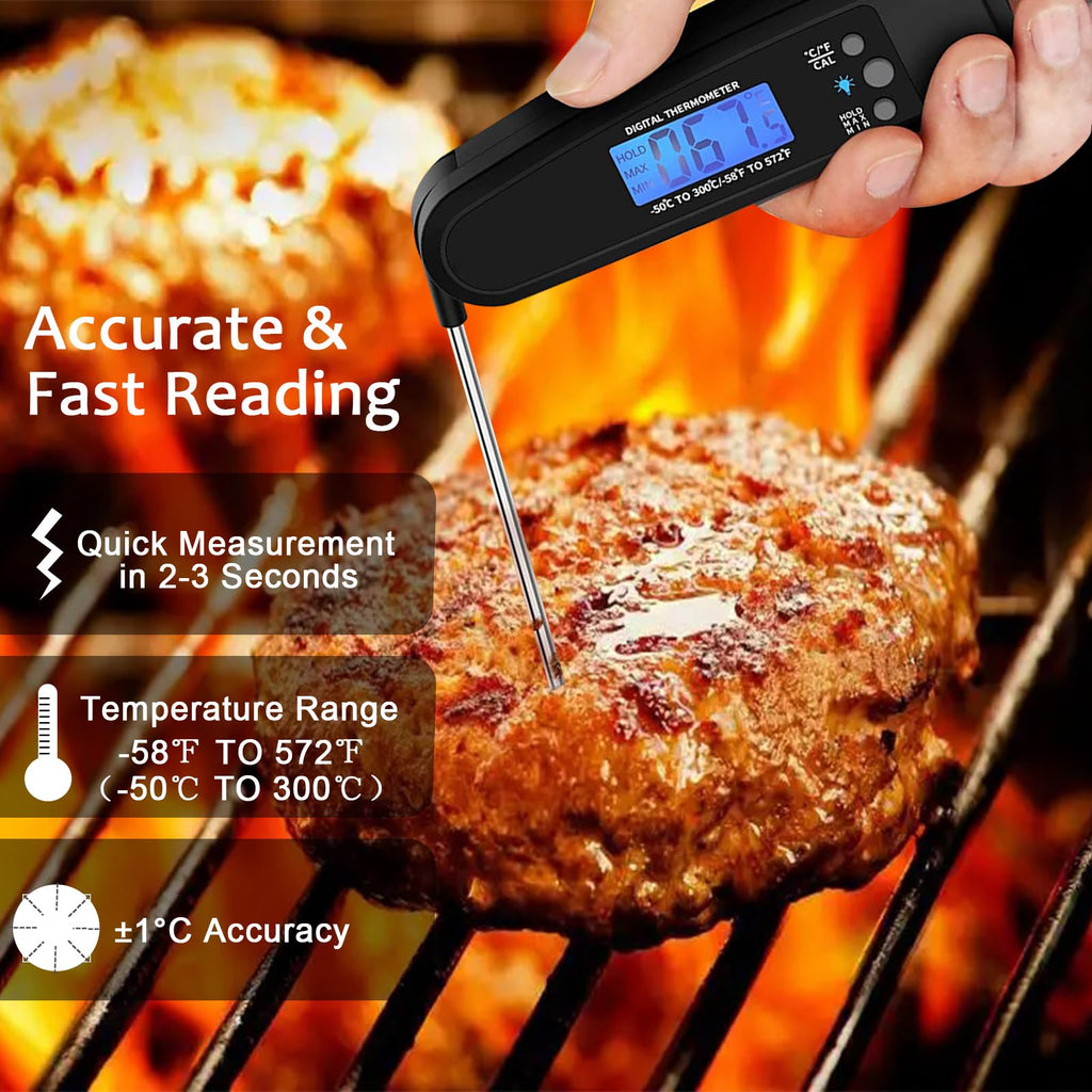 LIKEPAI Black Meat Thermometer Digital Food Thermometer for Cooking