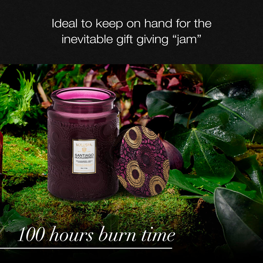 Voluspa Santiago Huckleberry Large Scented Candle Jar 18 Oz, 100 Hr Burn