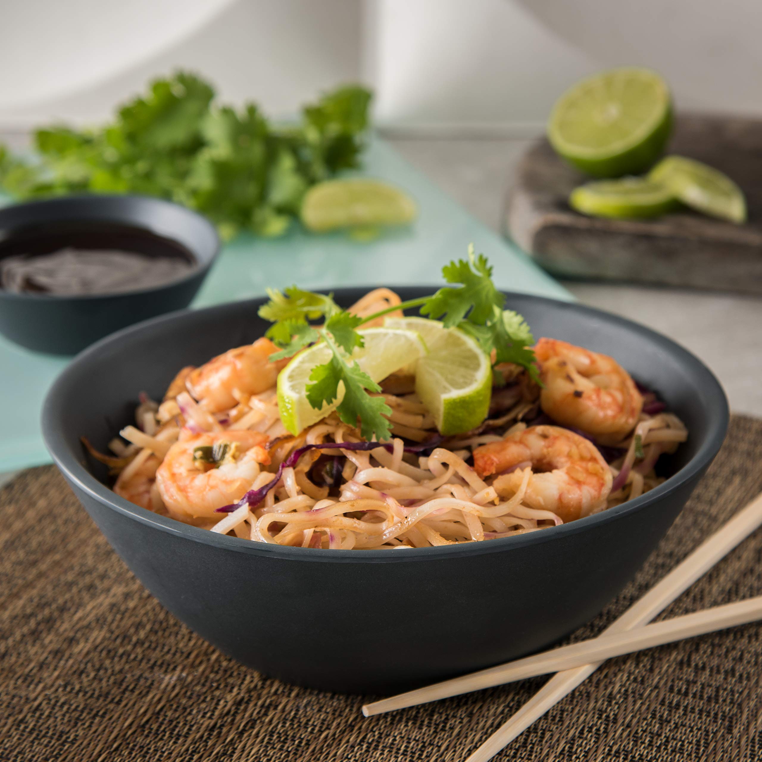 Carlisle FoodService Products Ridge Reusable Plastic Bowl for Home and Restaurant, Melamine, 52 Ounces, Slate, (Pack of 12)